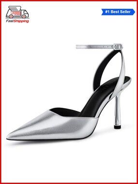 ✨ Women's Stiletto Heel Pumps: Comfortable Closed Toe Strappy High Heels